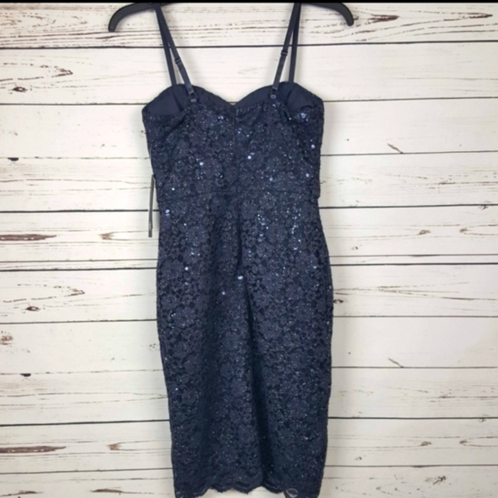 As U Wish Gray Sparkle Lace Overlay Dress S c - Picture 2 of 7